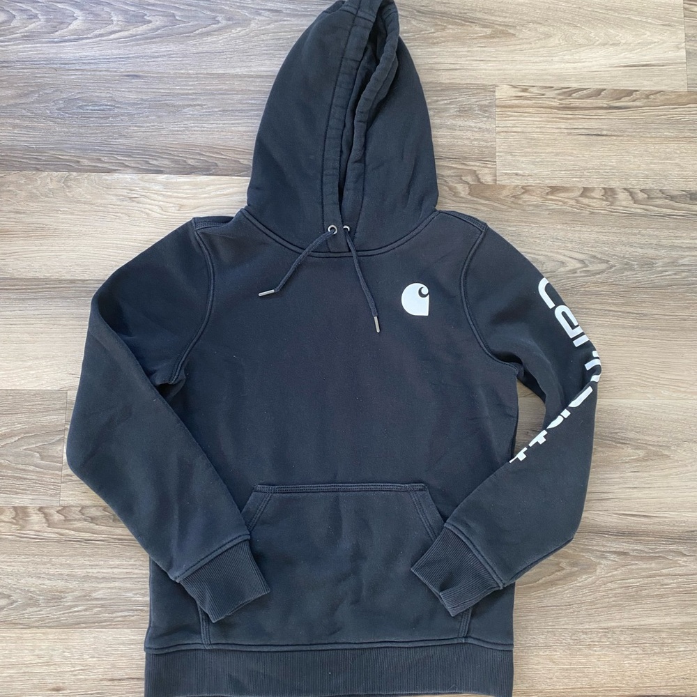 Carhartt Black Crewneck Hoodie with White Logo